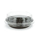 Square paper baking cup with clear plastic dome cover for individual cakes, brownies, pastries and desserts.
