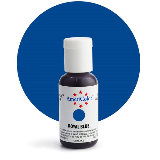 AmeriColor Royal Blue Soft Gel Paste food coloring .75 oz bottle for cake decorating, buttercream, fondant, royal icing, cookies, and desserts.