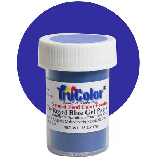 TruColor Royal Blue natural gel paste food coloring powder for cakes, buttercream, fondant, cookies, and dessert decorating.