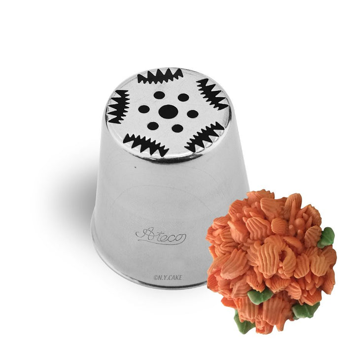 Ateco #247 Russian flower piping tip with buttercream flower design