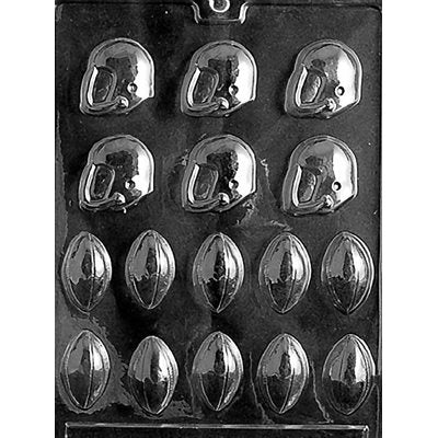 Footballs & Helmets Chocolate Candy Mold - NY Cake | Cake Decorating & Baking Supplies