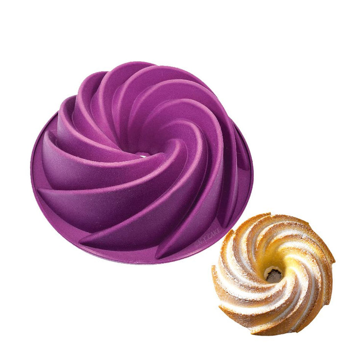 Purple swirl silicone baking mold for decorative cakes desserts and gelatin creations