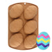 Decorative Easter egg silicone mold with 6 fancy egg cavities for chocolate, candy, fondant, mousse, and holiday dessert decorating by NY Cake®