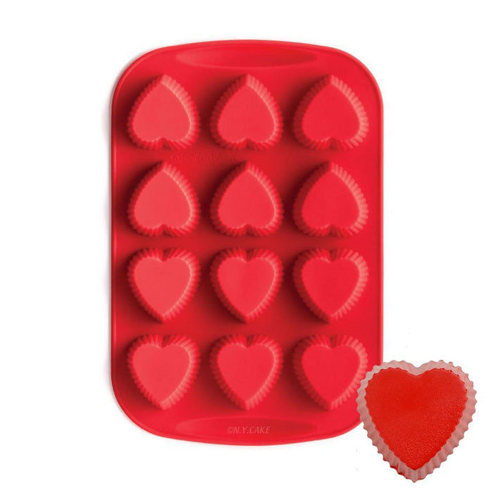 Mini Fluted Heart Silicone Baking Pan - NY Cake | Cake Decorating & Baking Supplies