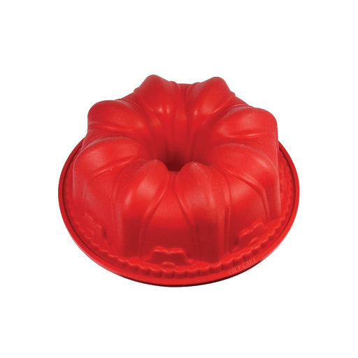Red silicone classic bundt cake baking mold for cakes and specialty desserts