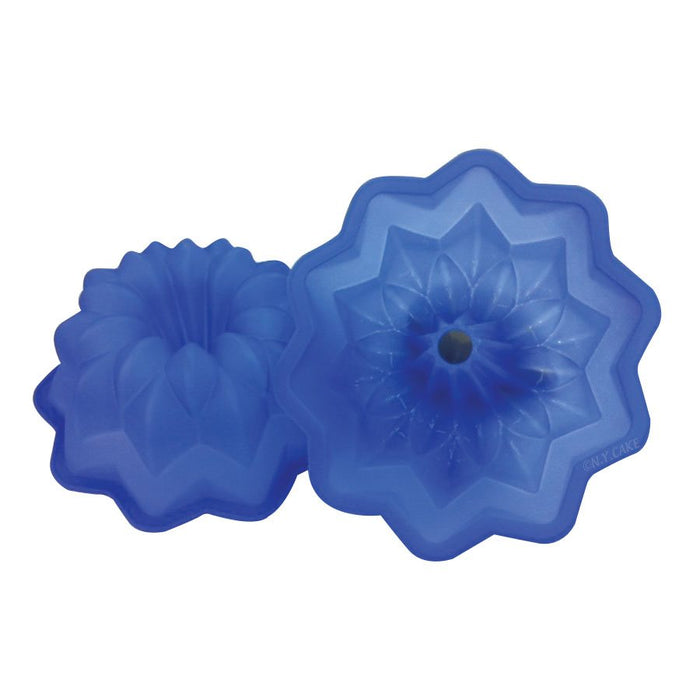 Blue star shaped silicone bundt baking mold for cakes desserts and specialty baking