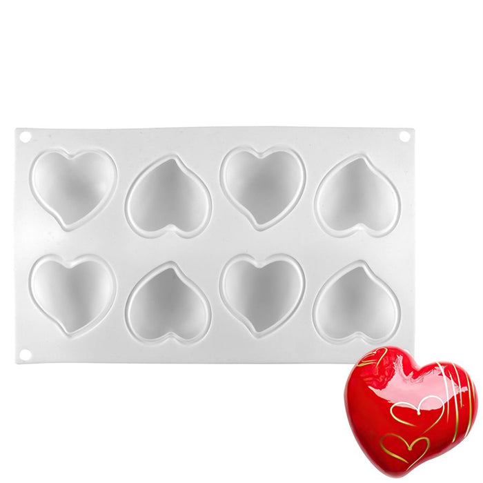 Curvy Pillowed Heart Silicone Baking & Freezing Mold - 8 Cavity - NY Cake | Cake Decorating & Baking Supplies