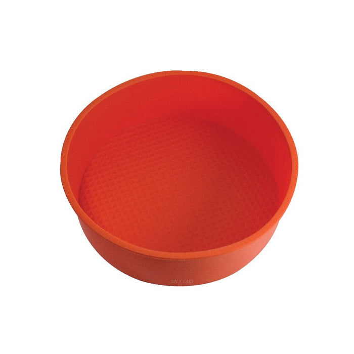 Red 9 inch round silicone baking pan for cakes mousse and desserts