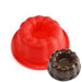 Red fluted mini cake silicone baking mold for bundt cakes, mousse desserts, gelatin treats, and decorative pastries