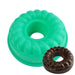 Green fancy ring silicone baking mold for donuts, mini bundt cakes, mousse desserts, gelatin treats, and decorative baking