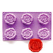 Purple open rose silicone baking mold with floral cavities for cakes, mousse desserts, chocolates, candies, and decorative treats