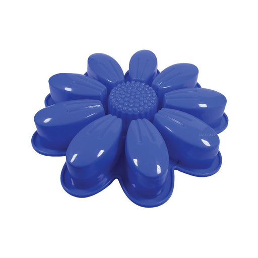 Blue 3D daisy silicone baking mold for floral cakes and decorative desserts
