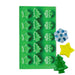 Green Christmas silicone mold with snowflake, tree, and star cavities for holiday chocolates, candy, and festive baking by NY Cake®