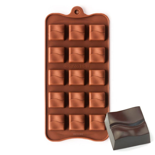 Grooved Square Silicone Chocolate Mold - NY Cake | Cake Decorating & Baking Supplies