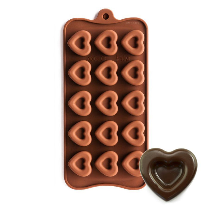 Dimpled Heart Silicone Chocolate Mold - NY Cake | Cake Decorating & Baking Supplies