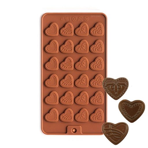 Heart Medallions Silicone Chocolate Mold - NY Cake | Cake Decorating & Baking Supplies