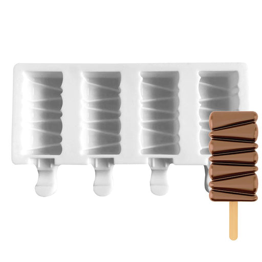 Gray drizzle shape silicone cakesicle mold with 4 cavities for cakesicles, ice cream pops, frozen desserts, and chocolate treats by NY Cake®