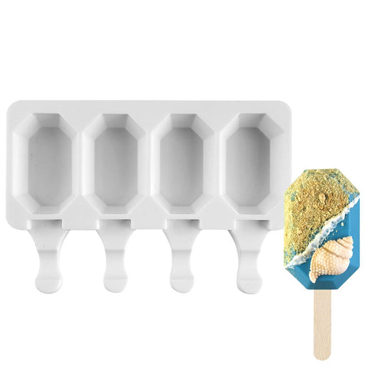 Octagon gem cakesicle silicone mold with 4 cavities for geometric cakesicles, ice cream pops, chocolate treats, and modern desserts by NY Cake®