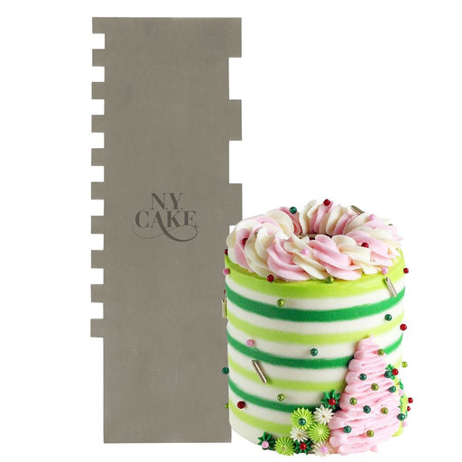 stainless steel cake scraper short striped teeth edge icing tool