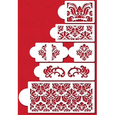 5 Tier Damask Stencil Set - NY Cake | Cake Decorating & Baking Supplies