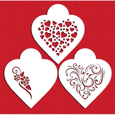 Contemporary Hearts Cookie Stencil - NY Cake | Cake Decorating & Baking Supplies