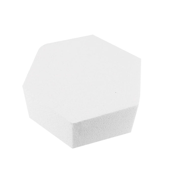 White hexagon styrofoam cake dummy for cake decorating practice, fondant display cakes, bakery showcases, and tiered cake designs by NY Cake®