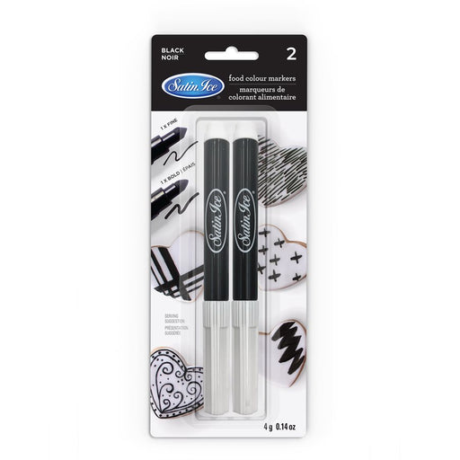 Bold/Fine Tip Black Food Color Markers by Satin Ice - 2ct - NY Cake | Cake Decorating & Baking Supplies