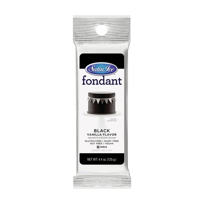 satin ice black fondant 4.4 oz cake decorating
