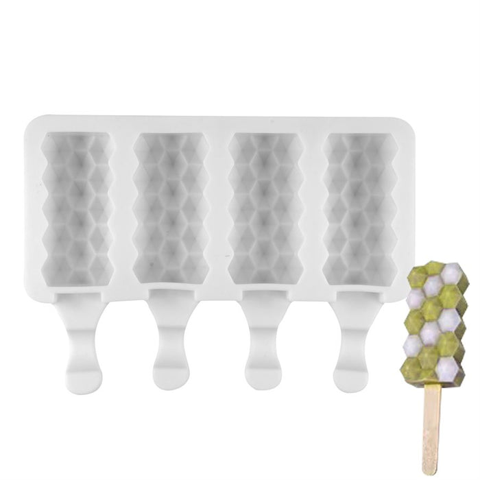 NY Cake Honeycomb 4-cavity silicone cakesicle mold for cake pops, chocolate, mousse, ice cream bars and frozen desserts