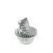 Silver cupcake liner on a white background