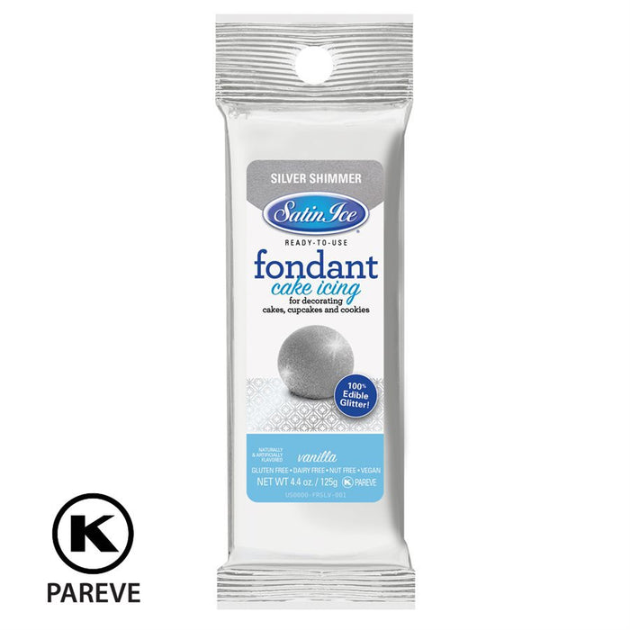 silver shimmer fondant 4.4 oz satin ice