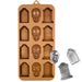 9-cavity skull and gravestone silicone chocolate mold for Halloween candy, chocolates and spooky treats.