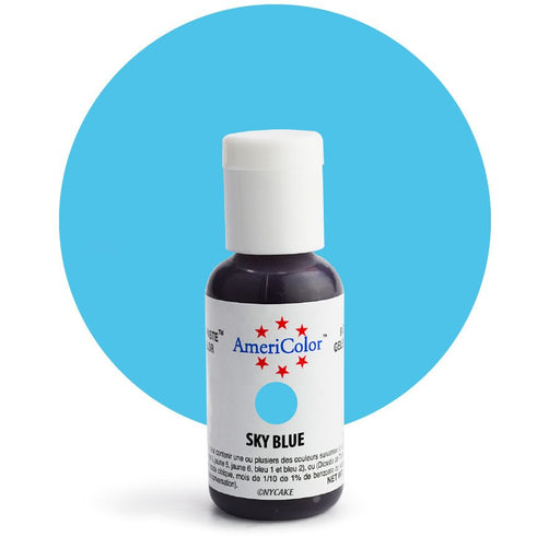 AmeriColor Sky Blue Soft Gel Paste food coloring .75 oz bottle for cake decorating, buttercream, fondant, royal icing, cookies, and bakery desserts.