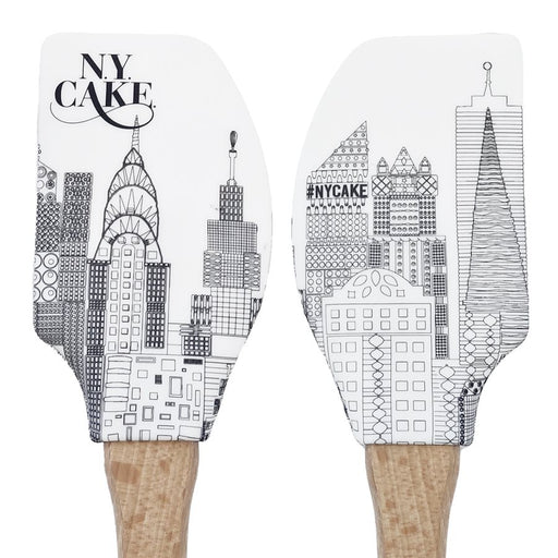 NY Cake® Skyline silicone spatula with wooden handle, heat resistant to 500°F for baking, mixing and scraping