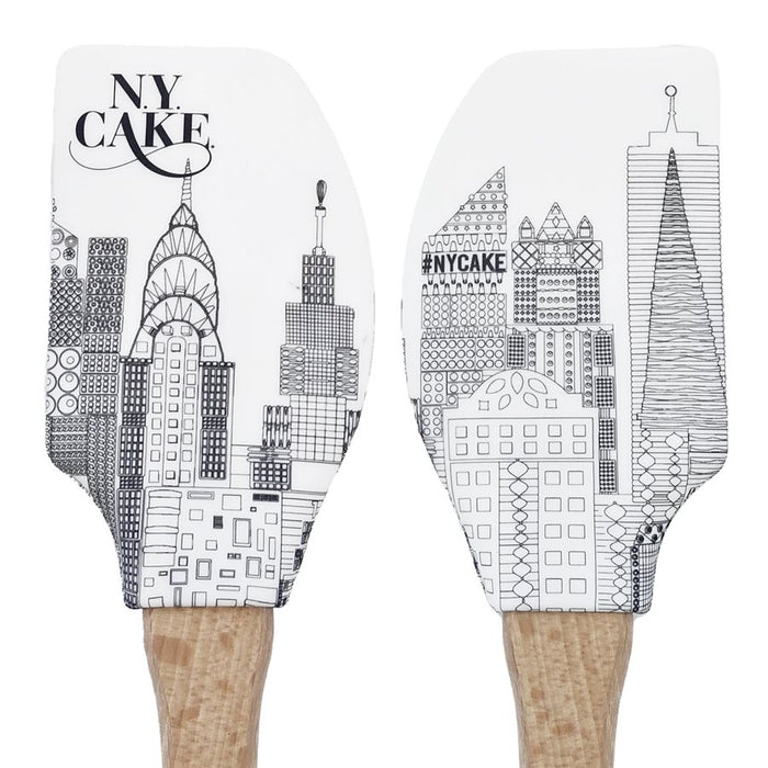 NY Cake® Skyline silicone spatula with wooden handle, heat resistant to 500°F for baking, mixing and scraping