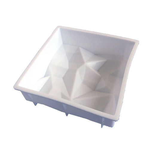 6-inch small geometric silicone baking and freezing mold with dimensional faceted design for cakes and desserts.