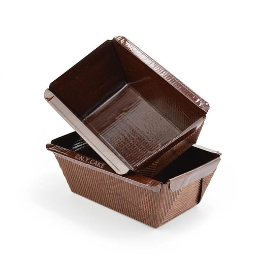 Disposable small loaf paper baking mold for baking mini breads, pound cakes, tea cakes, pastries, and bakery display products.