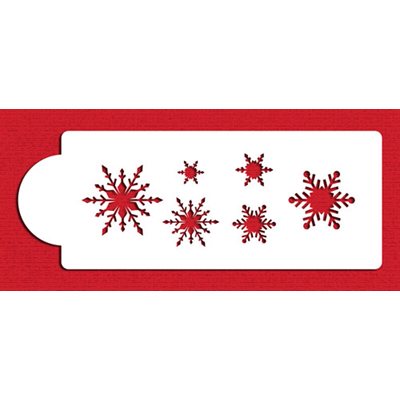 Snowflake cake and cookie stencil with 6 assorted winter designs