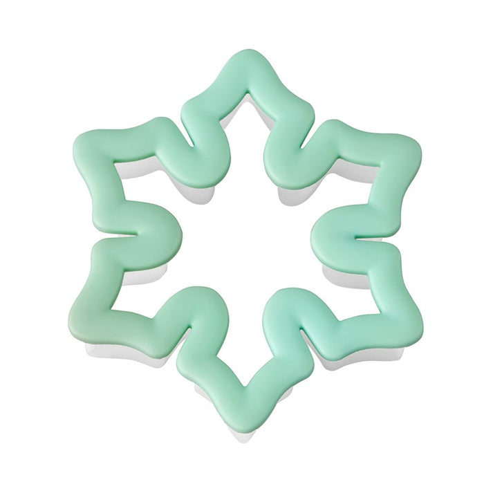 Wilton snowflake cookie cutter 3 inch in mint green grippy plastic for Christmas cookies, holiday baking and fondant decorating