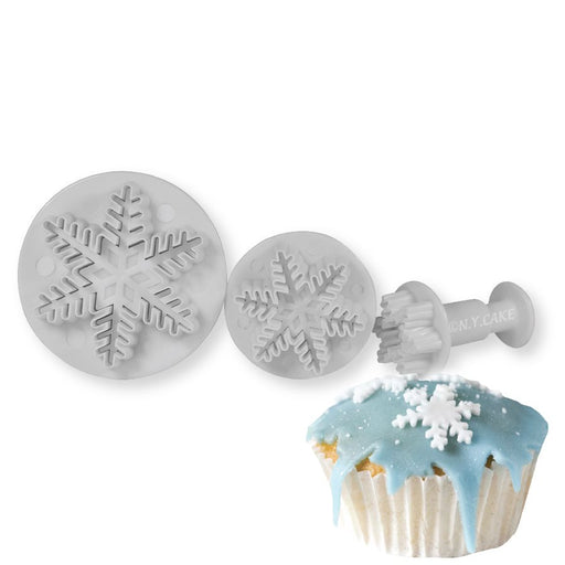 NY Cake® 3-piece snowflake plunger cutter set for fondant, gum paste, cookies, cupcakes and winter cake decorating