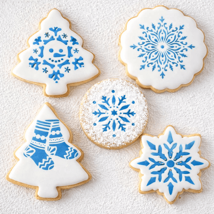 Snowflakes & Stockings Mini Stencil Set for Cakes, Cookies, Cupcakes, & Macarons