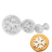 Special snowflake plunger cutter set with three sizes for fondant, gum paste, cookies, cupcakes and holiday cake decorating.