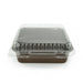 Square paper baking cup with clear snap-on dome cover for individual cakes, brownies, cheesecakes and bakery desserts.