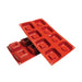 Square savarin silicone baking mold with 2.5 oz cavities for mini cakes, mousse desserts, pastries, and chocolates