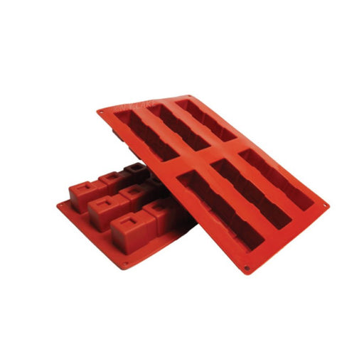 NY Cake Square Trio silicone baking and freezing mold with 8 rectangular cavities for mousse cakes, chocolate desserts and pastries