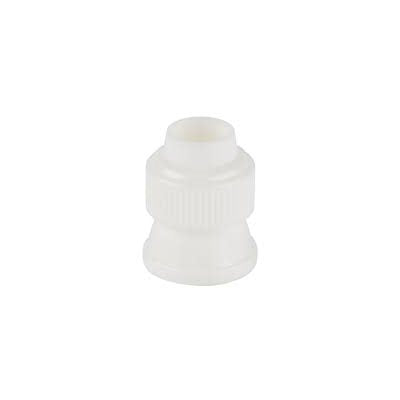 Ateco standard white piping bag coupler for standard decorating tips used in cake, cupcake and cookie decorating