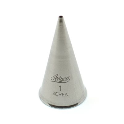 Ateco #1 stainless steel round piping tip for fine writing, outlining, lettering and detailed cake decorating
