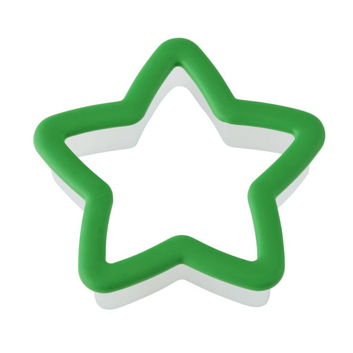 Wilton star cookie cutter 3 inch green grippy plastic five-point star for Christmas cookies, holiday baking and fondant decorating