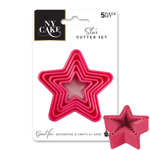NY Cake 5-piece star cookie cutter set for cookies, fondant, pastry and cake decorating