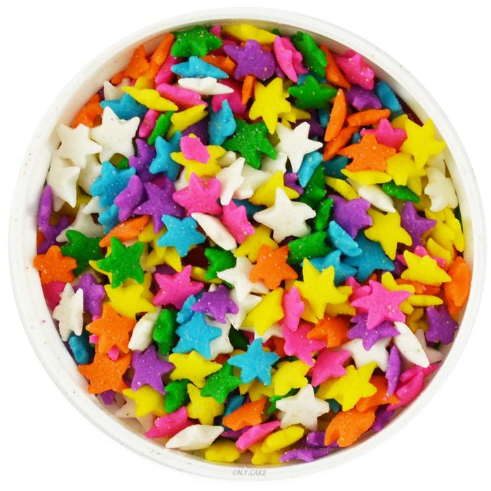 Rainbow star shape sprinkles in assorted colors for cakes and desserts